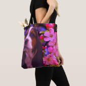 Basset Hound Puppy Blossom Dog Art Tote Bag (Dichtbij)