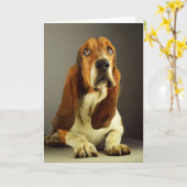 Basset Hound Puppy Dog Blank Note Card Kaart (Gele Bloem)