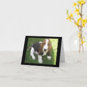 Basset Hound Puppy Dog Blank Notitiekaart (Gele Bloem)