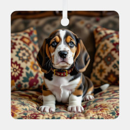 Basset Hound Puppy Dog Gepersonaliseerde Kerst Metalen Ornament