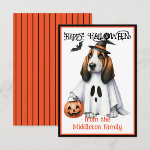 Basset Hound Puppy Dog Happy Halloween Notitiekaartje