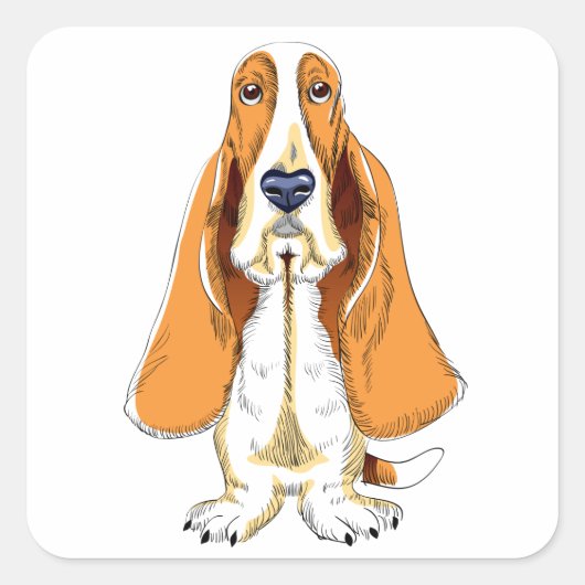 Basset Hound Puppy Dog Sticker / Label (Voorkant)