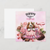 Basset Hound Puppy Dog voor Valentijnsdag Feestdagenkaart (Voorkant / Achterkant)