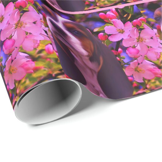 Basset Hound Puppy Fantasy Flowers Dog Cadeaupapier (Rol Hoek)