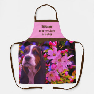 Basset Hound Puppy Flowers Gepersonaliseerd Schort