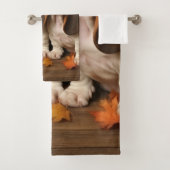 Basset Hound Puppy Herfst Verrukking Pompoen Bad Handdoek (Insitu)
