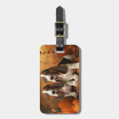 Basset Hound Puppy Herfst Verrukking Pompoen Bagagelabel (Voorkant verticaal)