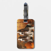 Basset Hound Puppy Herfst Verrukking Pompoen Bagagelabel (Achterkant verticaal)