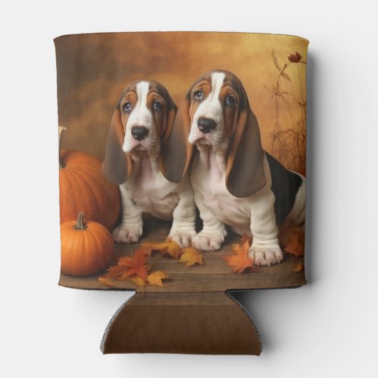 Basset Hound Puppy Herfst Verrukking Pompoen Blikjeskoeler (Achterkant)