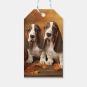 Basset Hound Puppy Herfst Verrukking Pompoen Cadeaulabel (Achterkant)