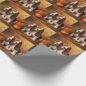 Basset Hound Puppy Herfst Verrukking Pompoen Cadeaupapier (Hoek)