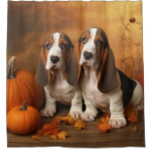 Basset Hound Puppy Herfst Verrukking Pompoen Douchegordijn (Voorkant)