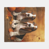 Basset Hound Puppy Herfst Verrukking Pompoen Fleece Deken (Voorkant (Horizontaal))