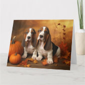 Basset Hound Puppy Herfst Verrukking Pompoen Kaart (Voorkant)