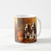 Basset Hound Puppy Herfst Verrukking Pompoen Koffiemok (Voorkant rechts)