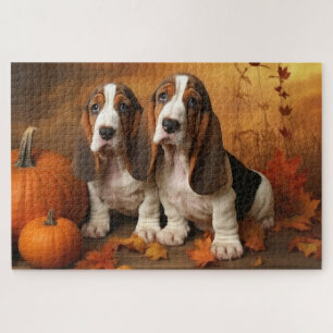 Basset Hound Puppy Herfst Verrukking Pompoen Legpuzzel