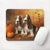 Basset Hound Puppy Herfst Verrukking Pompoen Muismat (Met muis)