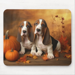 Basset Hound Puppy Herfst Verrukking Pompoen Muismat
