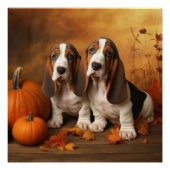 Basset Hound Puppy Herfst Verrukking Pompoen Perfect Poster (Voorkant)