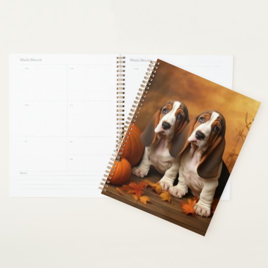 Basset Hound Puppy Herfst Verrukking Pompoen Planner (Display)