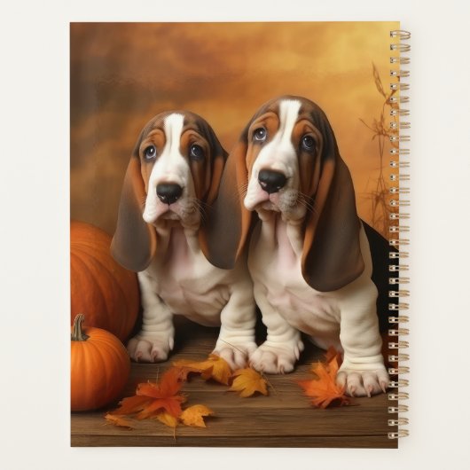 Basset Hound Puppy Herfst Verrukking Pompoen Planner (Achterkant)