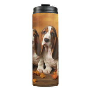 Basset Hound Puppy Herfst Verrukking Pompoen Thermosbeker