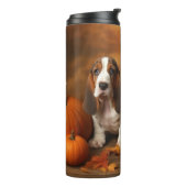 Basset Hound Puppy Herfst Verrukking Pompoen Thermosbeker (Gedraaid links)