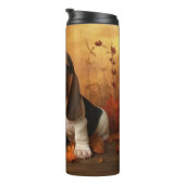Basset Hound Puppy Herfst Verrukking Pompoen Thermosbeker (Geroteerd rechts)