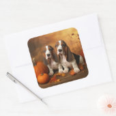 Basset Hound Puppy Herfst Verrukking Pompoen Vierkante Sticker (Envelop)