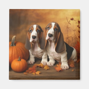 Basset Hound Puppy Herfstpracht Pompoen  Magneet