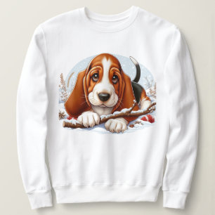 Basset Hound Puppy in Besneeuwde Winterse Taferele Trui