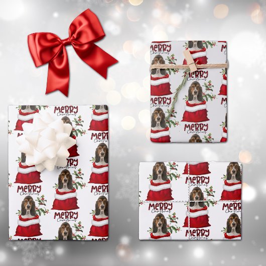 Basset Hound Puppy in Holiday Gift Bag Inpakpapier Vel