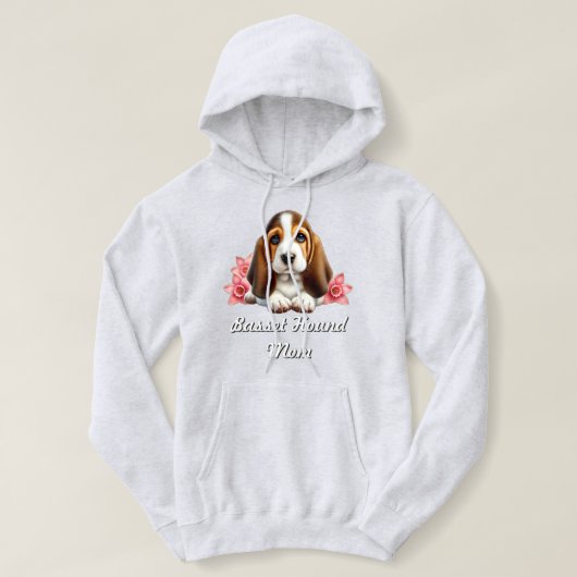 Basset Hound Puppy met bloemen Hoodie (Design voorkant)