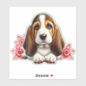 Basset Hound Puppy met bloemen Sticker (Vel)