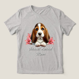 Basset Hound Puppy met bloemen Tri-Blend Shirt