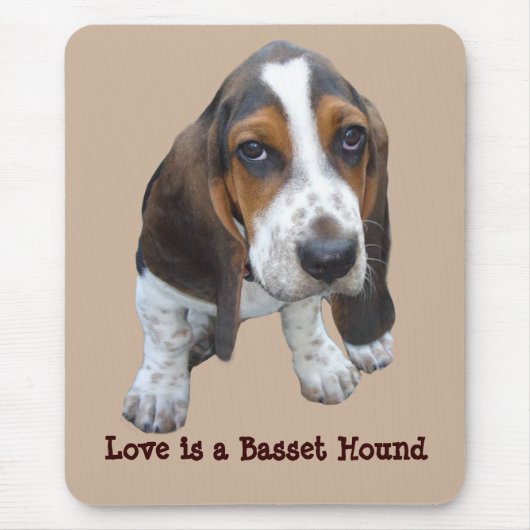 Basset Hound Puppy Mousepad Muismat (Voorkant)