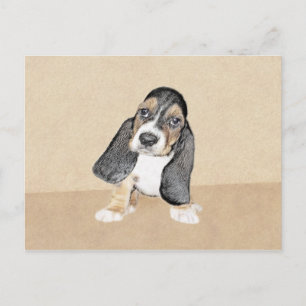 Basset Hound Puppy Painting - Oorspronkelijke hond Briefkaart