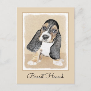 Basset Hound Puppy Painting - Oorspronkelijke hond Briefkaart