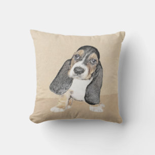 Basset Hound Puppy Painting - Oorspronkelijke hond Buitenkussen
