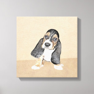Basset Hound Puppy Painting - Oorspronkelijke hond Canvas Afdruk