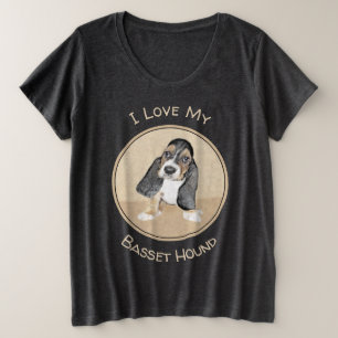 Basset Hound Puppy Painting - Oorspronkelijke hond Grote Maat T-shirt