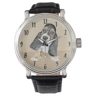 Basset Hound Puppy Painting - Oorspronkelijke hond Horloge