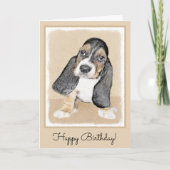 Basset Hound Puppy Painting - Oorspronkelijke hond Kaart (Voorkant)