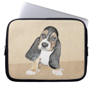 Basset Hound Puppy Painting - Oorspronkelijke hond Laptop Sleeve