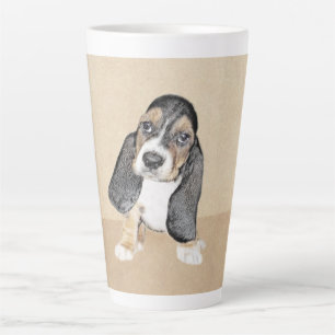 Basset Hound Puppy Painting - Oorspronkelijke hond Latte Mok