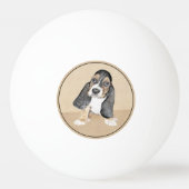 Basset Hound Puppy Painting - Oorspronkelijke hond Pingpongbal (Voorkant)