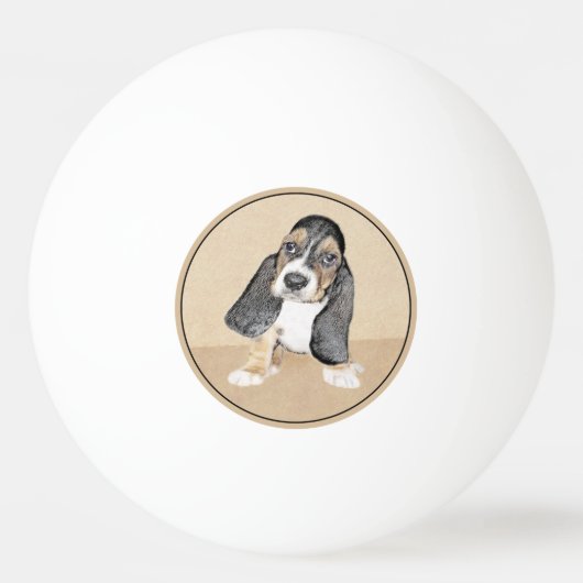 Basset Hound Puppy Painting - Oorspronkelijke hond Pingpongbal (Voorkant)