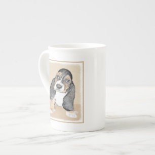 Basset Hound Puppy Painting - Oorspronkelijke hond Porselein Kop