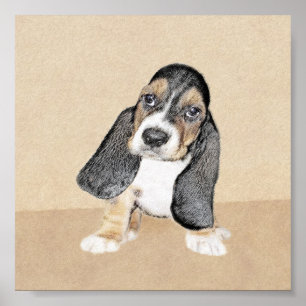 Basset Hound Puppy Painting - Oorspronkelijke hond Poster