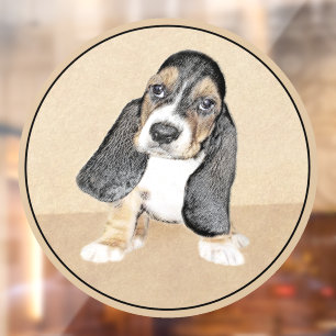 Basset Hound Puppy Painting - Oorspronkelijke hond Raamsticker